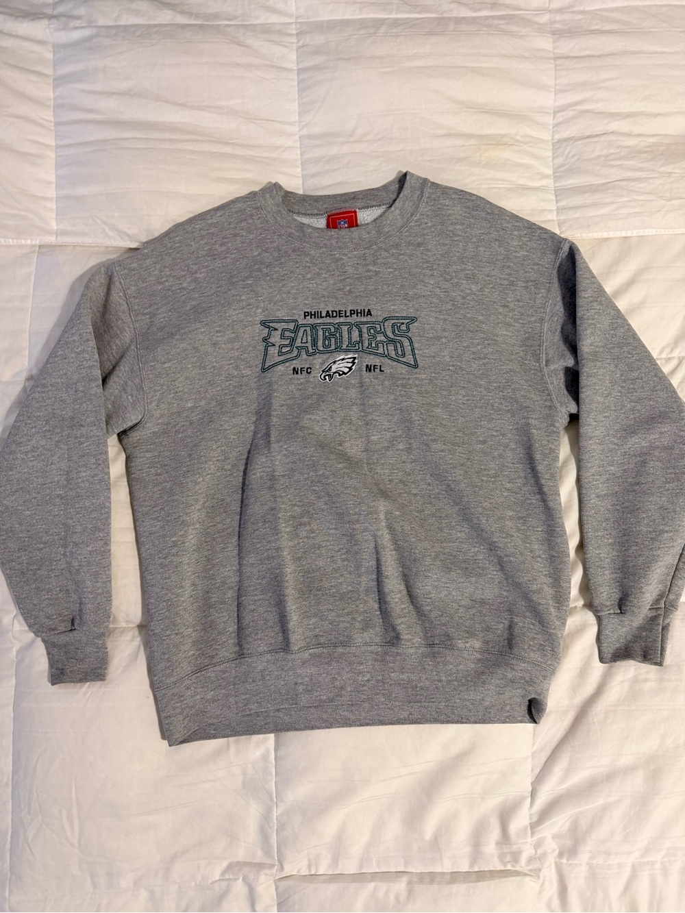 NFL Philadelphia Eagles Gray Embroidered Crewneck Sweatshirt